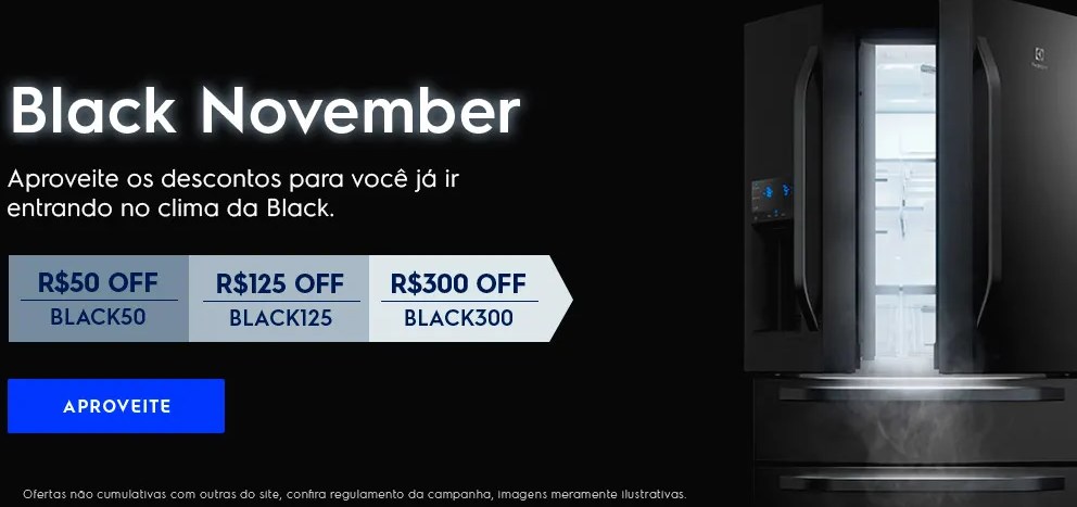 Cupom Black November Electrolux: até R$ 300 OFF - cupom black november