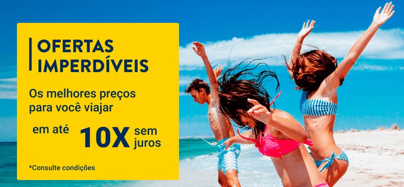 Promoções de pacotes nacionais e internacionais CVC em 10x sem juros - desconto cvc