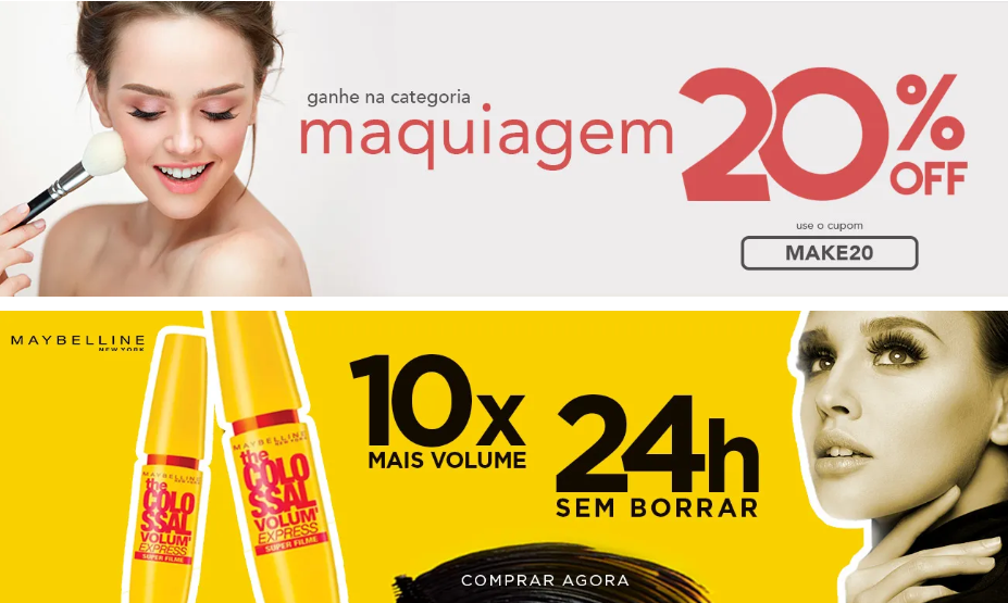 Desconto de 20% em Maquiagens no site - desconto maquiagem lojas rede