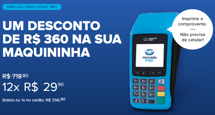 Desconto de R$ 360 na maquininha Point Pro do MercadoPago - mercado pago pro desconto maquininha