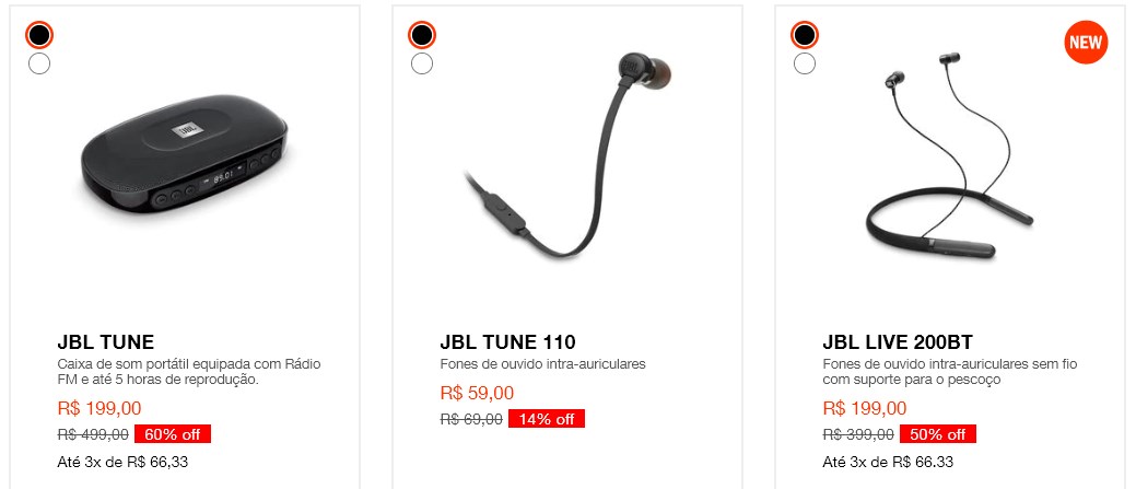 Ofertas JBL tem itens selecionados com até 60% OFF - promo desconto jbl