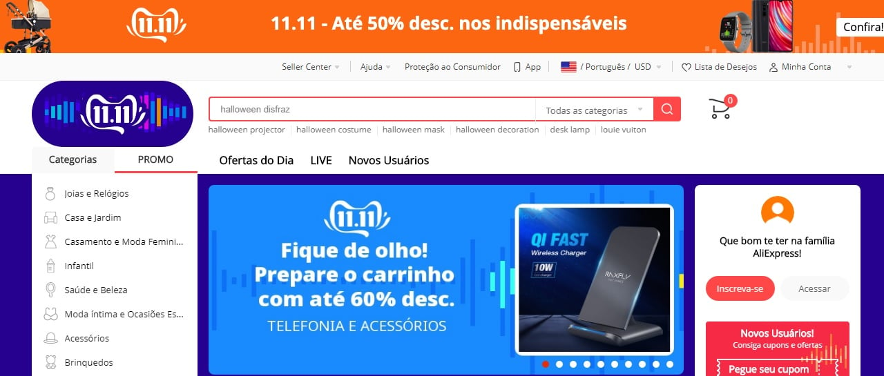 O AliExpress é o mais conhecido entre os sites para garantir produtos a ótimos preços na Black Friday chinesa