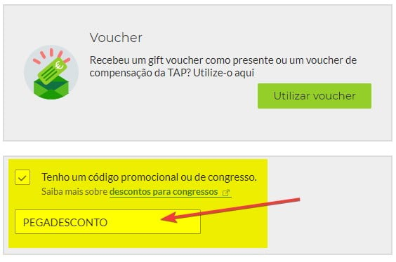 usar um cupom de desconto na TAP Air Portugal