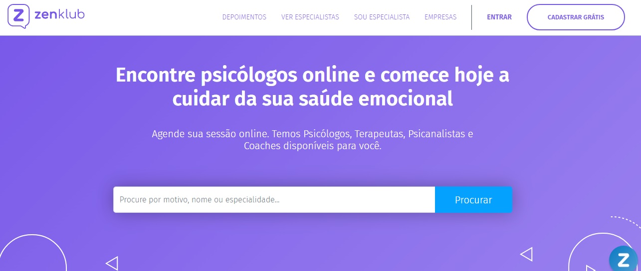 O Zenklub é um aplicativo de terapia online de fácil utilização.