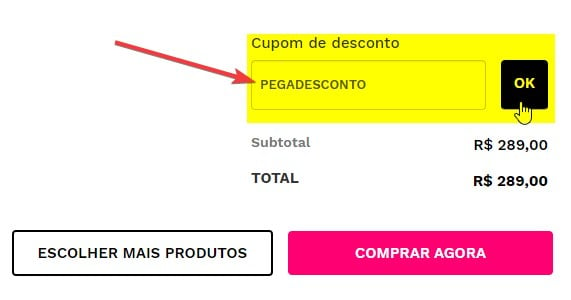 aplicando cupom de desconto no site da BeautyBox