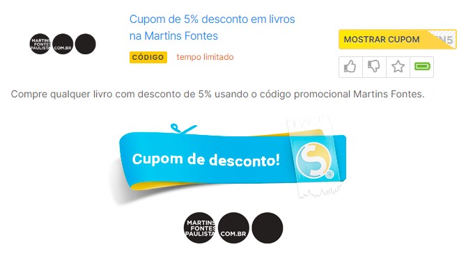 cupom de desconto da livraria martins fontes paulista