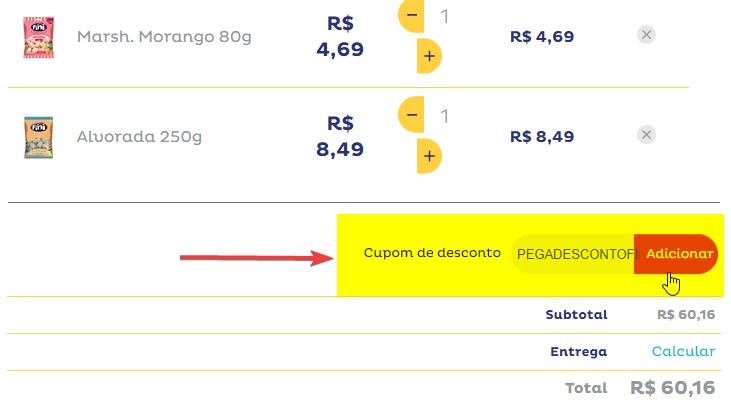 usando código de cupom da Fini Store