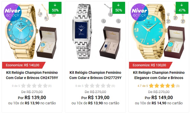 Desconto extra de 15% em Kits de Relógios Champion femininos - relogios champion com desconto