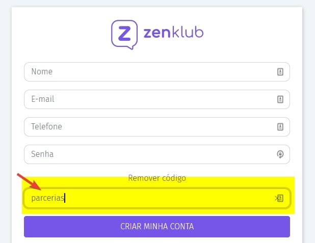 aplicando código de cupom promocional zenklub