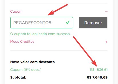 aplicando um código de cupom de desconto no HURB