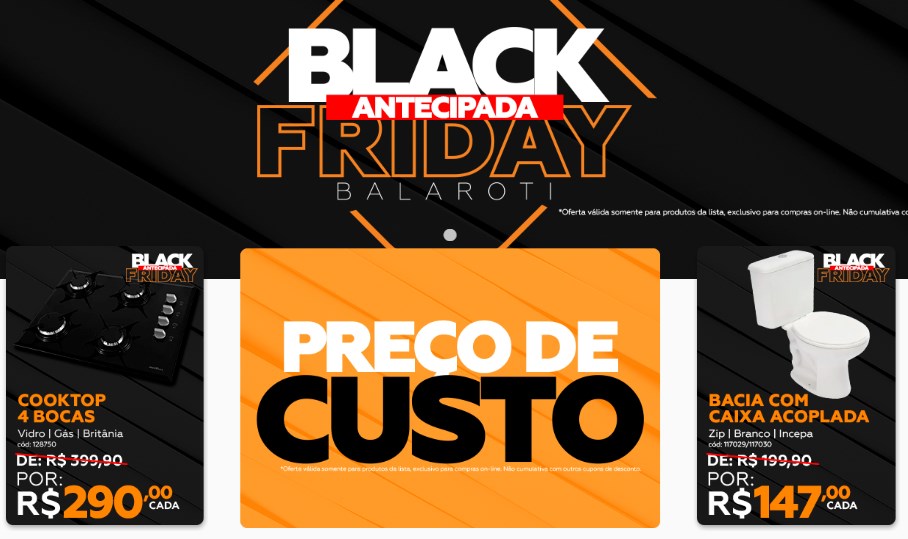 Materiais de construção a preço de custo na Black Friday Balaroti - desconto black friday balaroti