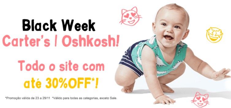 Desconto até 30% em todo site Carter's Oshkosh na black friday - desconto black friday carters 1