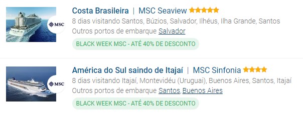 Até 40% OFF na black friday MSC cruzeiros para Seaview ou Sinfonia - desconto black friday msc cruzeiros