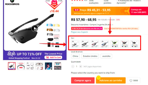 Aprenda a importar acessórios de bicicleta com desconto no Aliexpress - compras online Dicas para economizar importar acessorios bicicleta cor