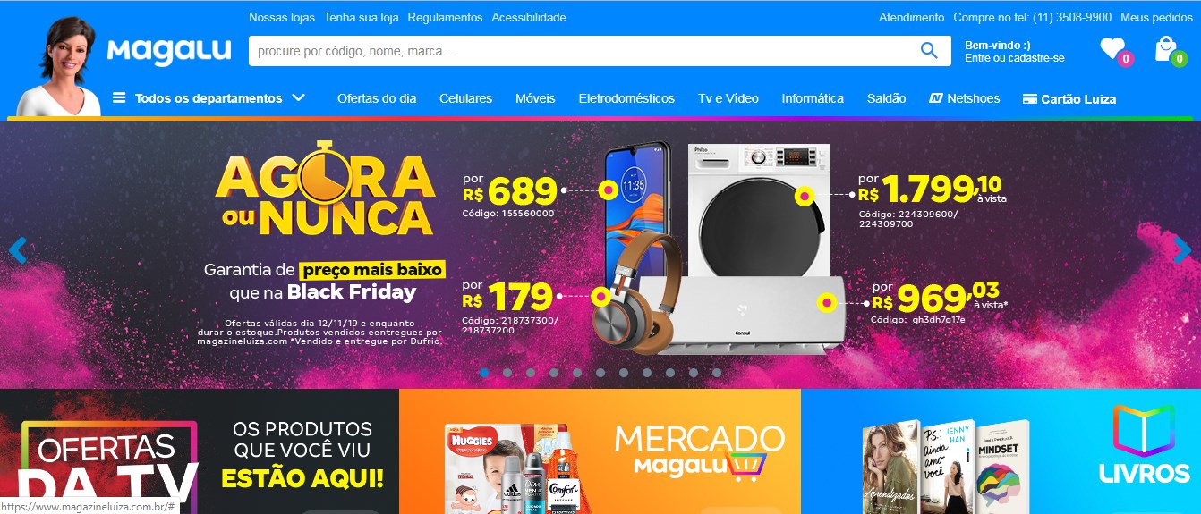 O site Magazine Luiza também oferece descontos incríveis durante a Black Friday