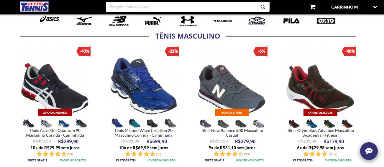 Aproveite a promoção de tênis e calçados da World Tennis durante a Black Friday