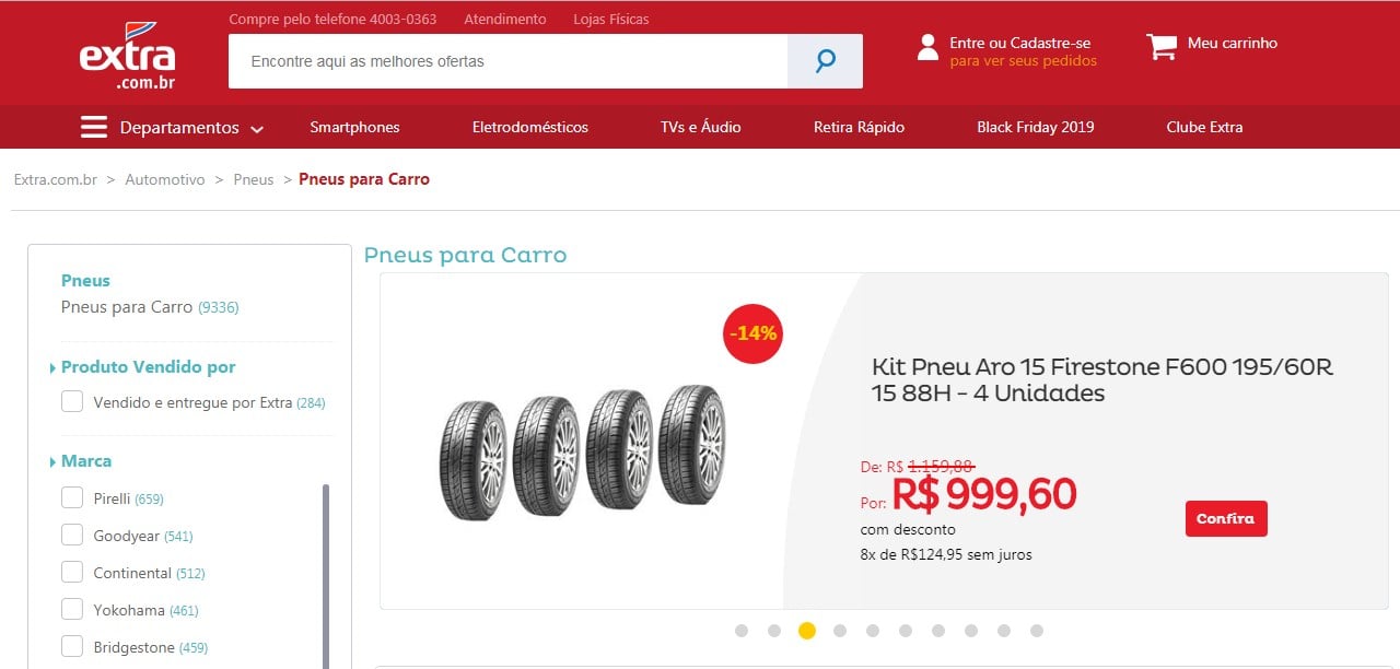 Site Extra categoria pneus