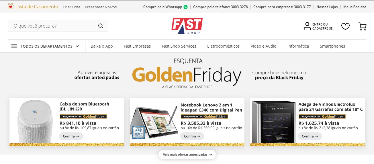 Aproveite a Golden Friday Fast Shop para comprar TV mais barato