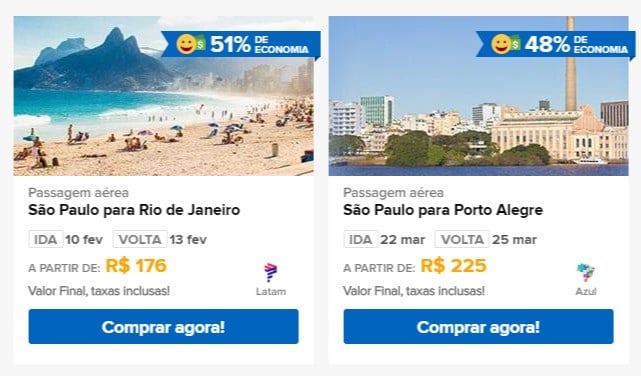 Promoção de passagens aéreas nacionais com até 51% OFF no Viajanet - desconto passagens nacionais viajanet