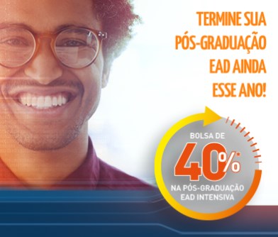 Bolsa de 40% OFF na pós-graduação EAD intensiva Anhanguera - cupom anhanguera intensiva