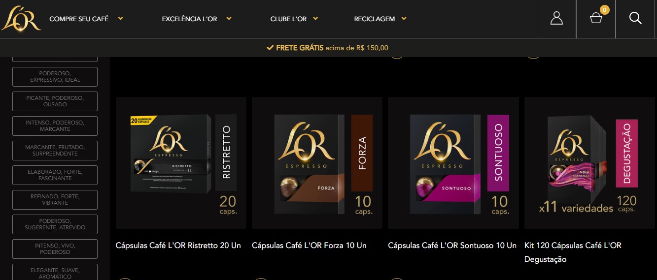 Compre cápsulas de café no site L'OR e pague até 10% menos com o cupom de desconto PegaDesconto