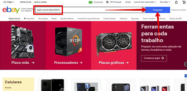 o primeiro passo para aprender como comprar no ebay é fazer uma busca!