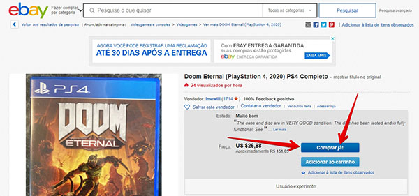 clique em comprar já para aprender como comprar no ebay