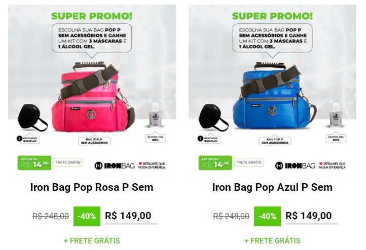 Kit Bolsas térmicas com desconto de 40% e frete grátis no outlet Iron Bag - iron bag promo desconto