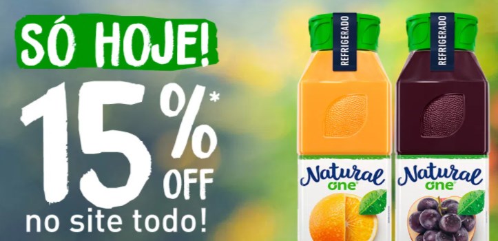 Cupom de 15% em todo site Natural One sucos - 15 off natural one