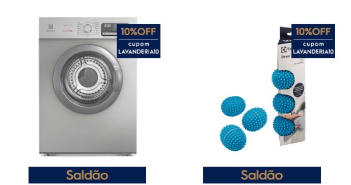 Desconto de 10% em lavadoras e acessórios na Electrolux - CUPOM ELECTROLUX LAVANDERIA