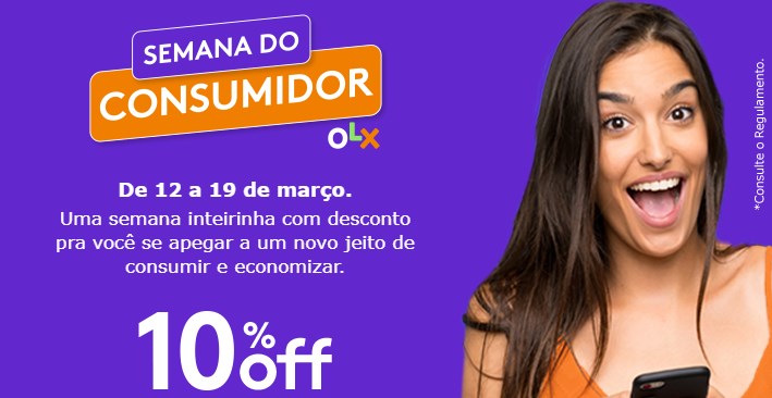 Cupom OLX - 10% OFF para comprar na semana do consumidor - cupom 10 off