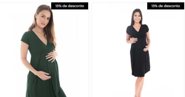 Desconto de 15% em roupas selecionadas no outlet A Gestante - desconto a gestante 15