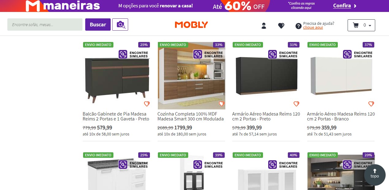 Aproveite os códigos promocionais do PegaDesconto para montar sua cozinha funcional na Mobly pagando menos