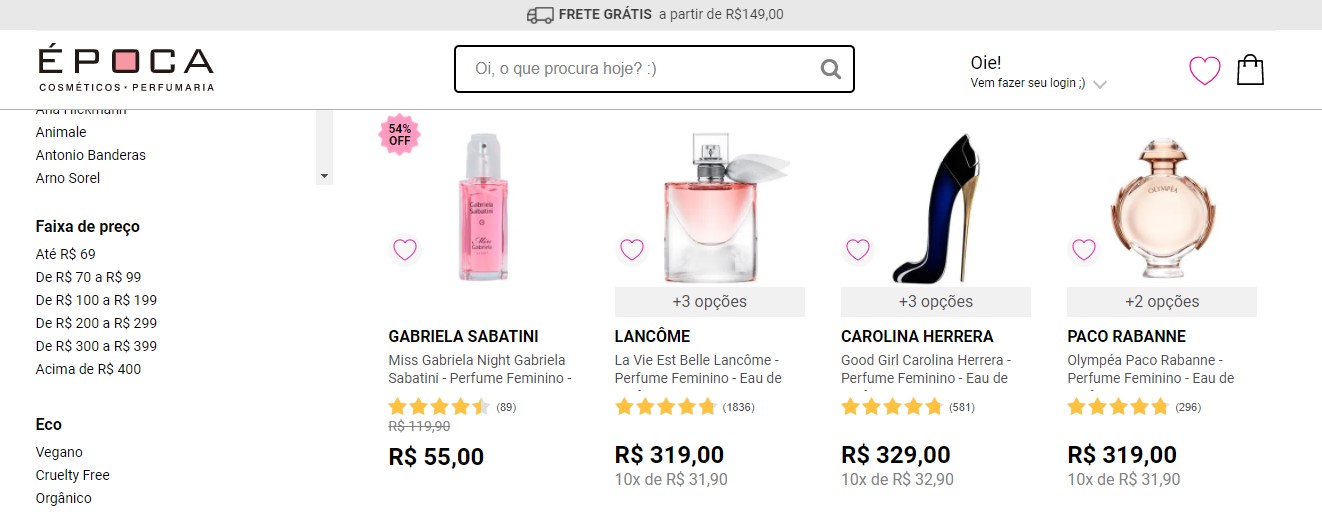 site Época Cosméticos