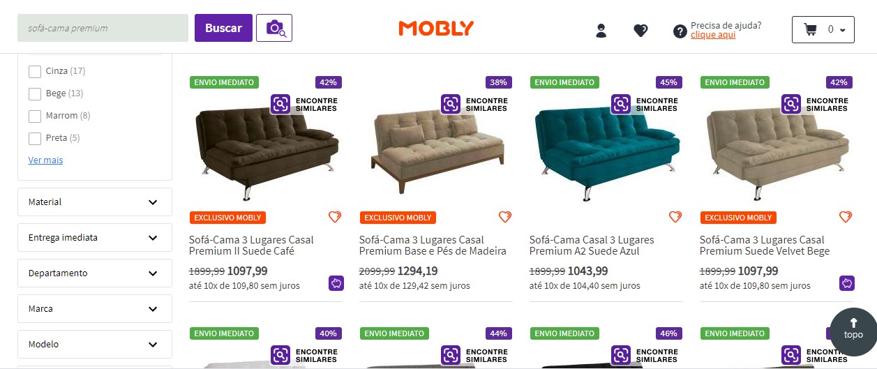 Aproveite os códigos promocionais do PegaDesconto para comprar sofá-cama pagando mais barato na Mobly