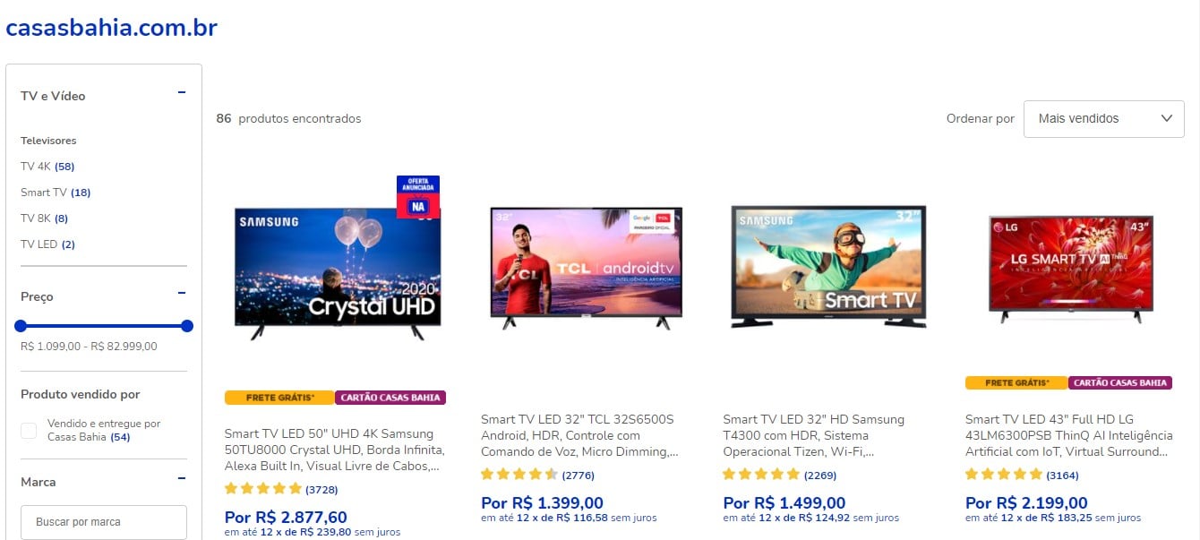 Saiba como escolher a melhor TV para assistir jogos de futebol - compras online Dicas para economizar Casas Bahia comprar TV