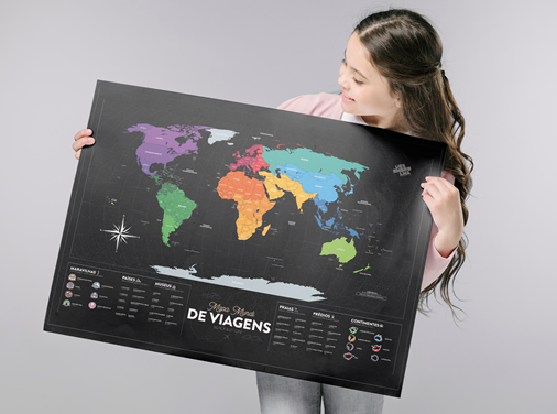 Mapa Mundi de raspar, ótima opção de presente para o Dia dos Pais
