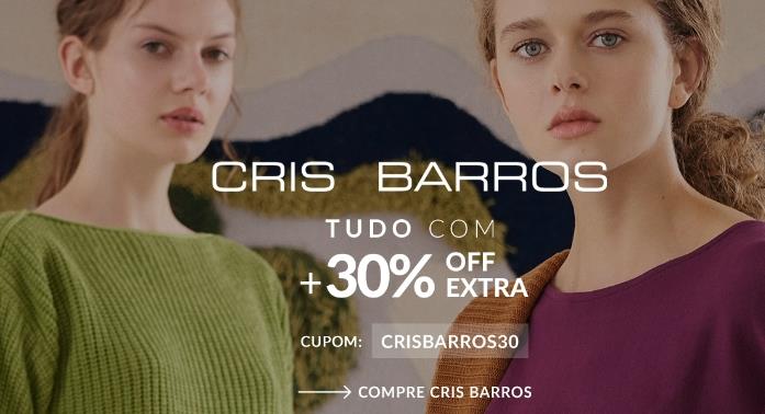 Desconto de 30% extra em roupas femininas da marca Cris Barros - cupom offpremium cris barros