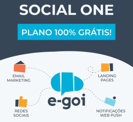Promoção E-goi Social One - plano grátis de e-mail marketing - social one egoi