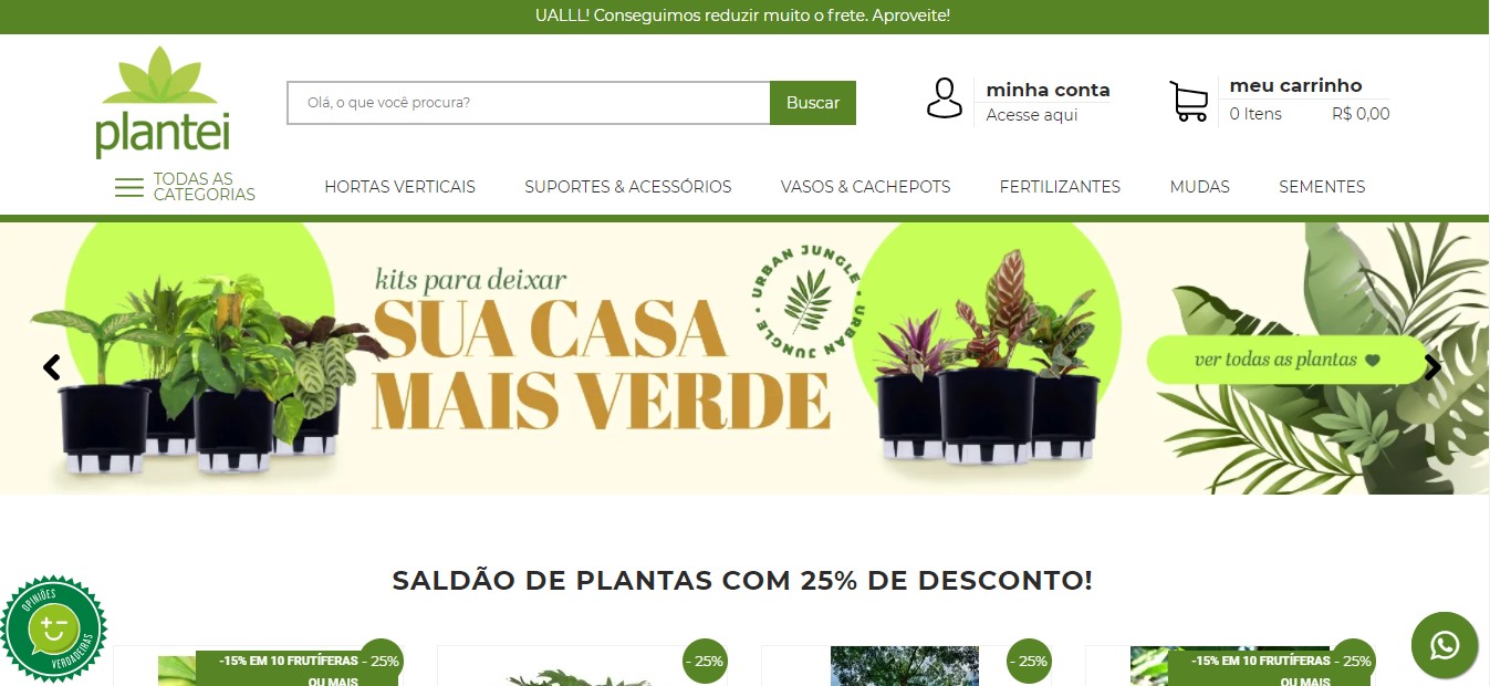 Aproveite os cupons promocionais para comprar plantas e acessórios na Plantei com muita economia