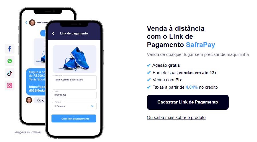 Anúncio da opção de link de pagamento Safrapay