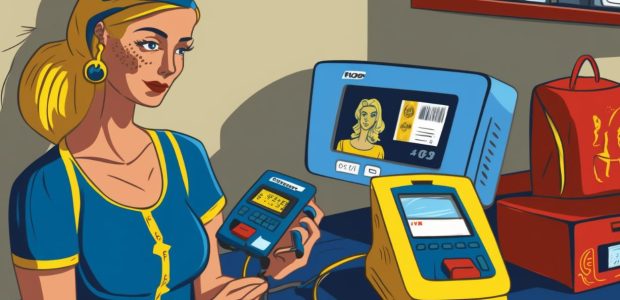 Venda mais e pague menos com SafraPay: a máquina de cartão de crédito com a menor taxa - economizar em passagens de ônibus Dicas para economizar mulher cobrando uma venda no cartao
