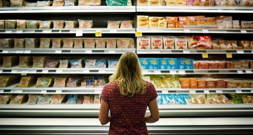 Mulher escolhendo produtos no supermercado