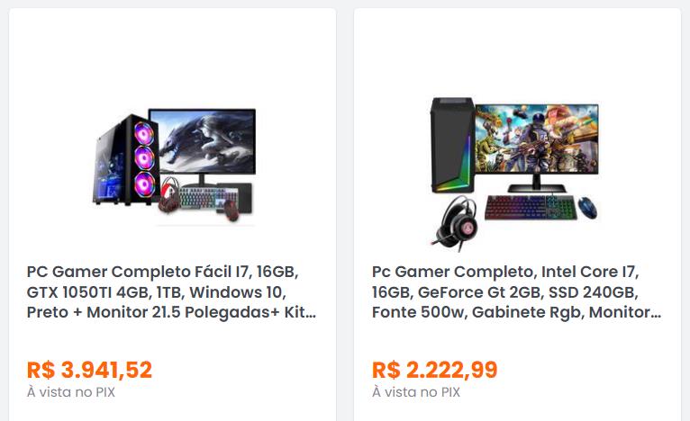 Preço dos PC Gamer montados, no Kabum