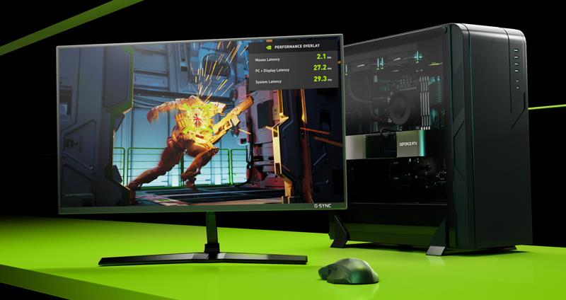 Computador e monitor mostrando o poder da Geforce RTX 40