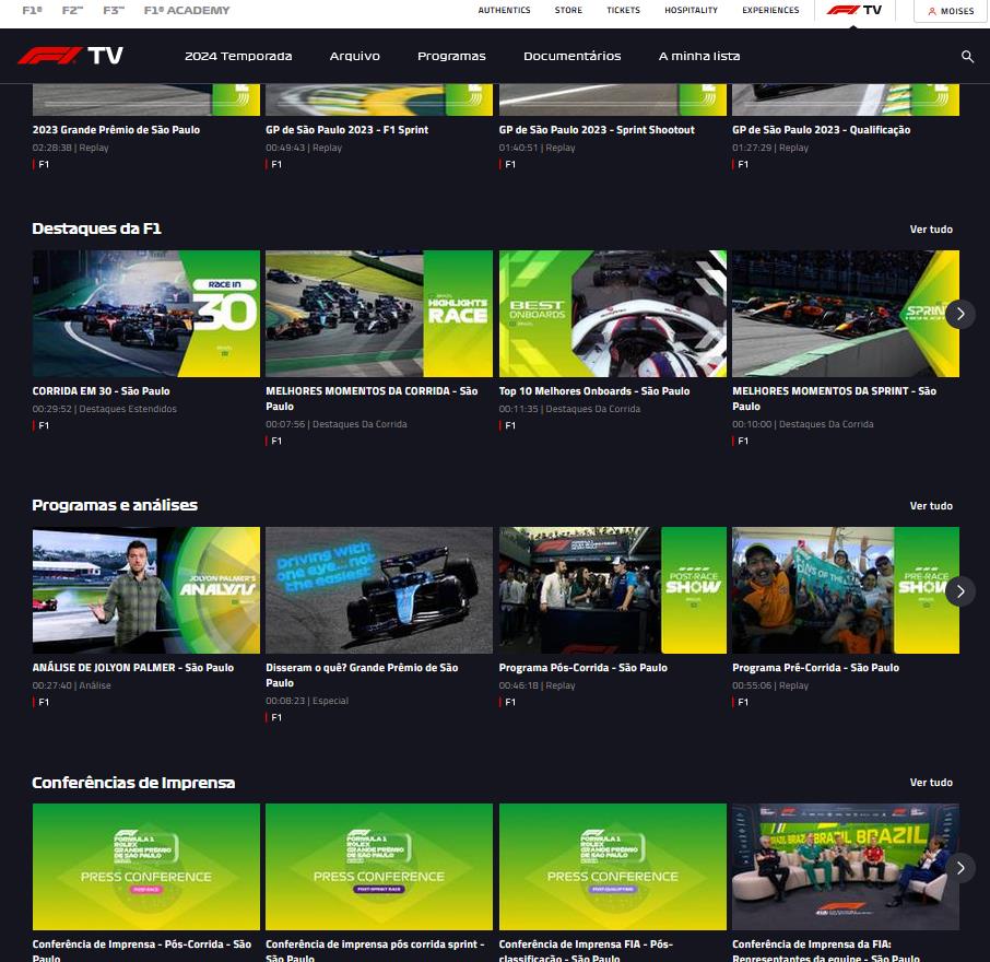 Print do F1 TV Pro