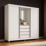 Guarda-Roupa Casal Bartira Fortaleza II 2 Portas de Correr 4 Gavetas Externas 1 Espelho Fixo MDP – 184,5cm de Largura - Bartira - Casas Bahia