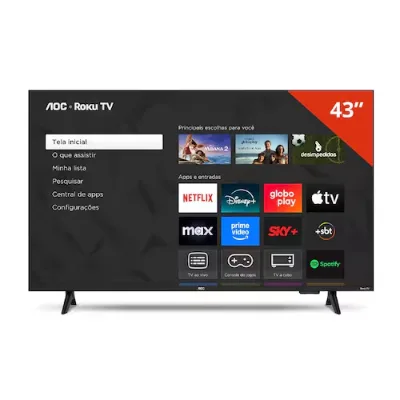 Smart TV 43” AOC 43S5155/78G Full HD LED Wi-Fi Roku TV Dolby Audio - AOC - Casas Bahia