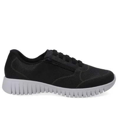 Tênis Zíper Lateral Preto Couro - Usaflex - Usaflex