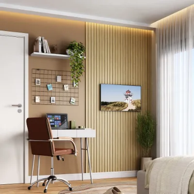 Painel Ripado TV até 32 com Acabamentos 119 cm – Carvalho Tropical - Eucatex - Loja Eucatex